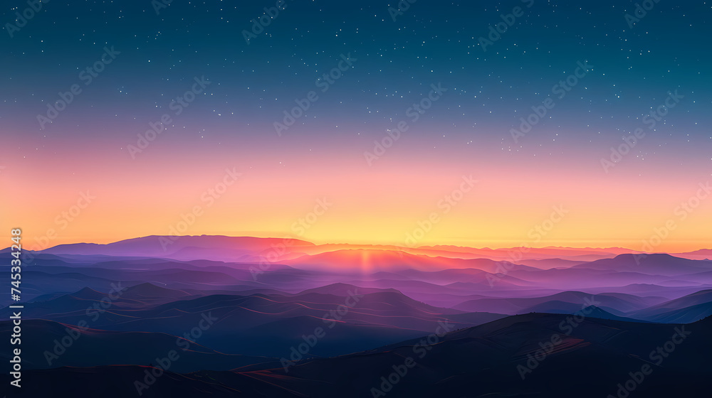Twilight Hues Over Mountain Range
