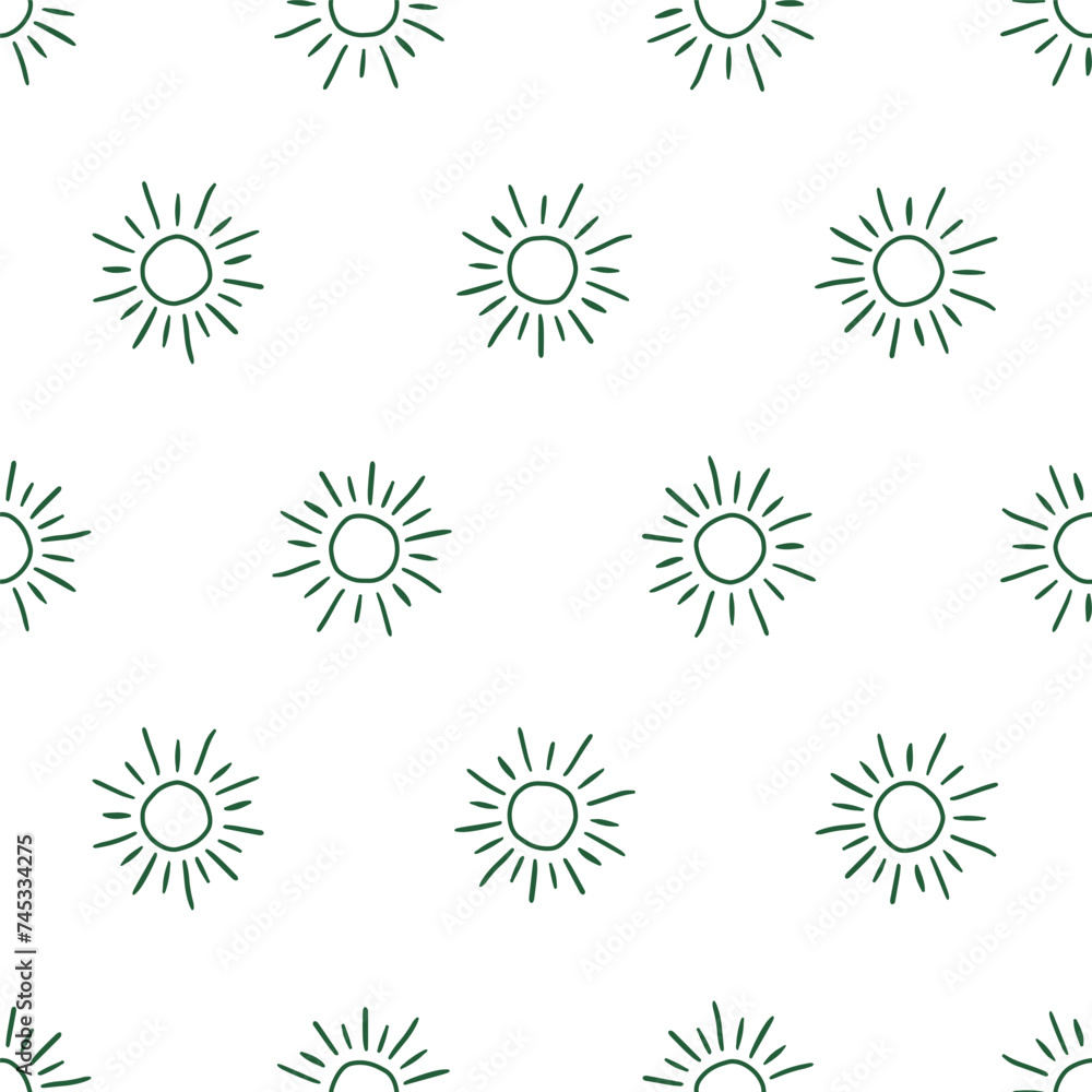 Seamless pattern with green suns