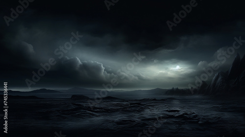 Infinite Black Horizon is a phrase that refers to a dark background image with no visible end or limit. © creaphicartz