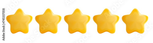 Five Stars Rating Icon. 3D