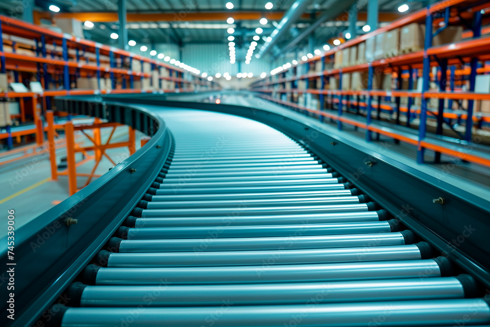 Empty Conveyor belt in distribution center Empty Conveyor belt in distribution center