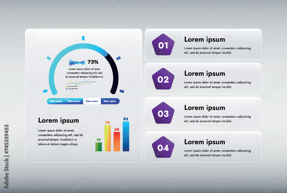 Obraz premium This infographic image features a modern and minimalistic design that illustrates an information process or sequence of events in a business. For presentations, websites or brochures.