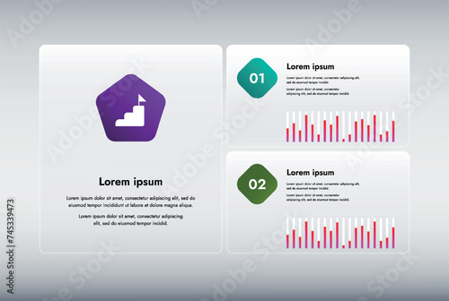 This infographic image features a modern and minimalistic design that illustrates an information process or sequence of events in a business. For presentations, websites or brochures.