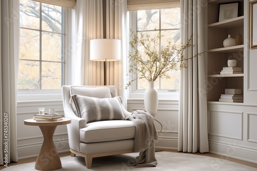 Neutral Color Palette Bedroom Design: Sunny Bay Window Serenity photo