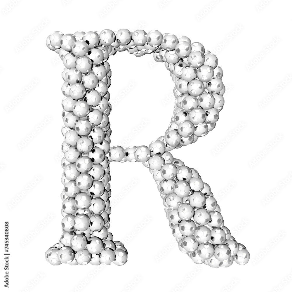 Symbols made from silver soccer balls. letter r Symbols made from silver soccer balls. letter r