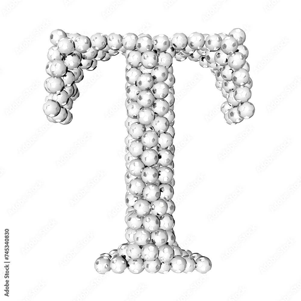 Symbols made from silver soccer balls. letter t Symbols made from silver soccer balls. letter t