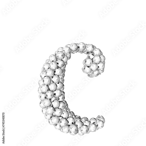 Symbols made from silver soccer balls. letter c