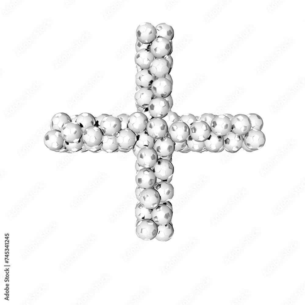 Symbols made from silver soccer balls Symbols made from silver soccer balls