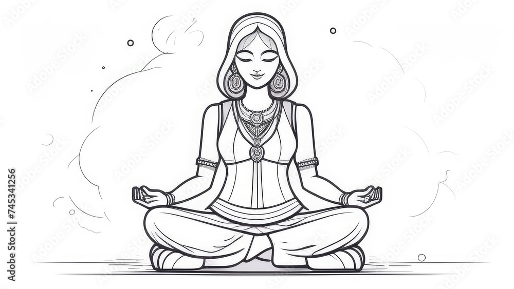 the girl is sitting in the lotus position the girl is sitting in the lotus position