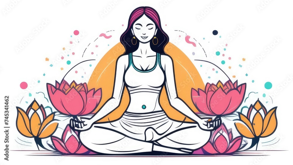 Obraz premium the girl is sitting in the lotus position
