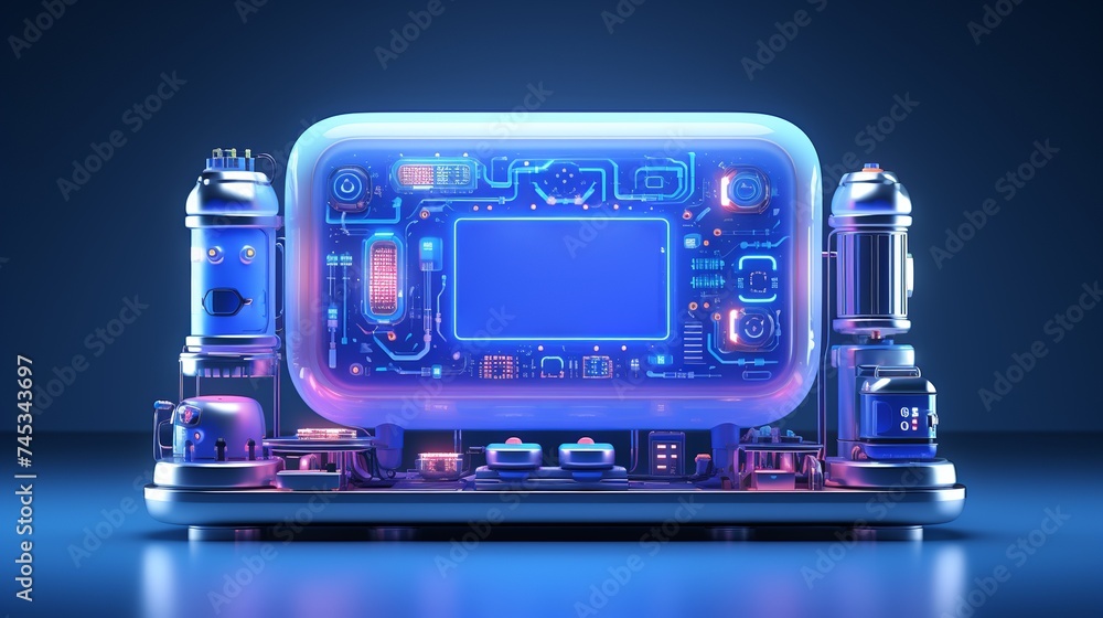 Obraz premium 5G Technology, Gene Editor, 3D ICONS, clay, cartoon, Cute, shiny, smooth, clean background, simple details, 8K