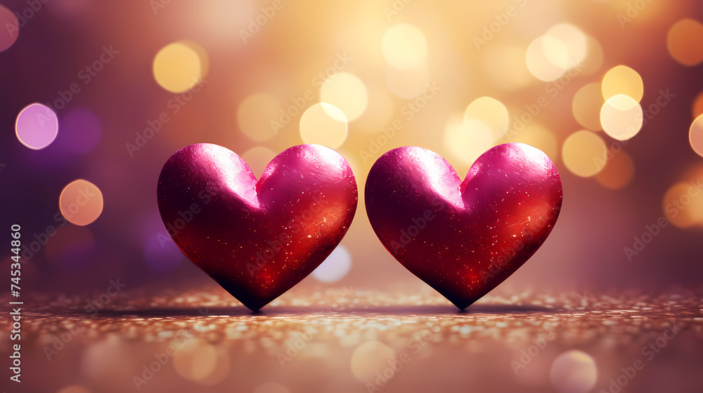 Red hearts bokeh, Valentine's Day background Red hearts bokeh, Valentine's Day background