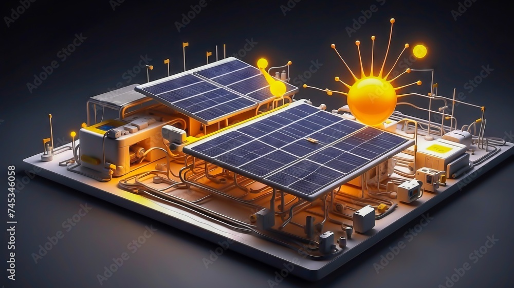 the functioning of solar panels in generating electricity from Sunlight and a Schematic of how Solar Panels Work. Green Energy. Technology Solutions that Contribute to Environmental Sustainability. the functioning of solar panels in generating electricity from Sunlight and a Schematic of how Solar Panels Work. Green Energy. Technology Solutions that Contribute to Environmental Sustainability.