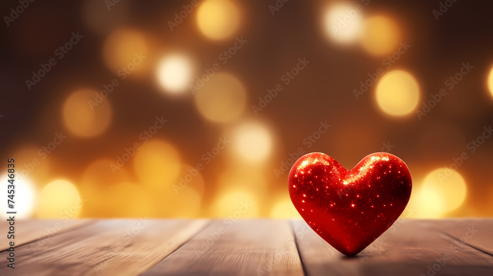 Valentine's Day soft pink and red heart bokeh background