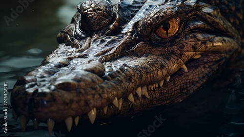 A Crocodile Reptiles front face Generated AI photo