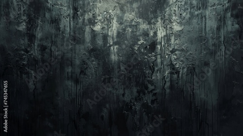 Grunge black textured backdrop for dramatic effect. Dark abstract background with a sense of decay and mystery. Artistic rough black surface for edgy designs. photo