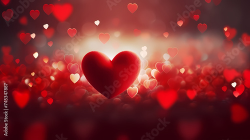 Valentine s Day soft pink and red heart bokeh background