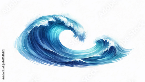 A single, horizontal wave painted in watercolor on a white background © ChristacilinCreative