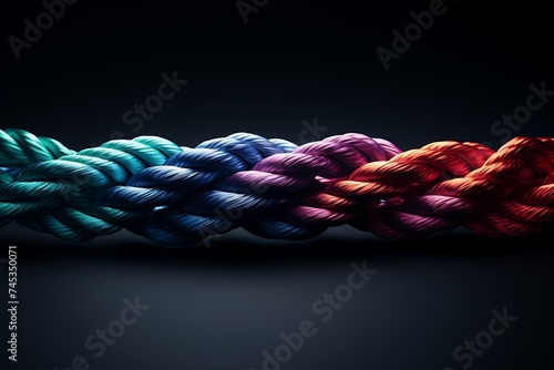 Bound by Color: Symbolizing Unity and Strength Through Colorful Ropes, Vibrant Bonds: Expressing Unity and Togetherness with Colorful Ropes, Rainbow Connection: Embracing Unity Through a Spectrum 
