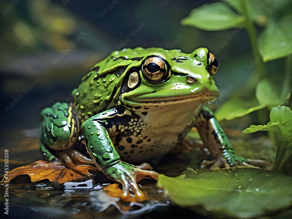 Nahaufnahme eines grünen Frosches Nahaufnahme eines grünen Frosches