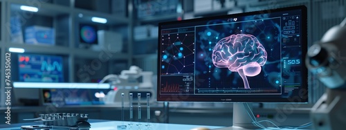 Exploring Brain Testing Results Displayed on Digital Interface Over Laboratory or Surgery Background: Advancements in Medical Technology © CinimaticWorks