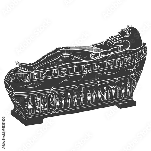 Silhouette ancient egypt sarcophagus black color only