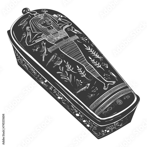 Silhouette ancient egypt sarcophagus black color only