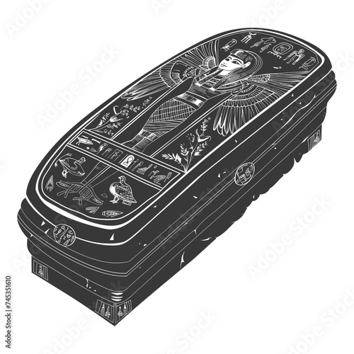 Silhouette ancient egypt sarcophagus black color only