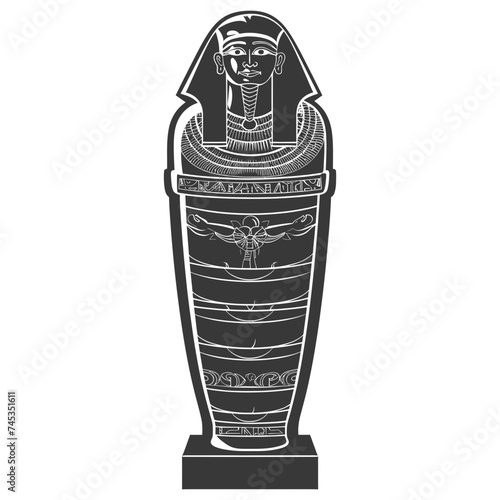 Silhouette ancient egypt sarcophagus black color only