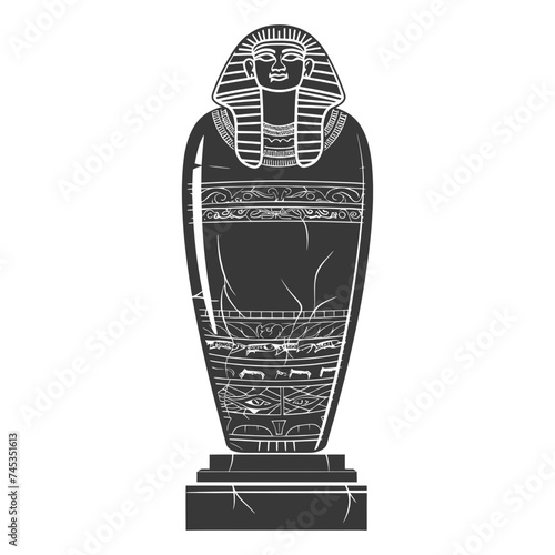 Silhouette ancient egypt sarcophagus black color only