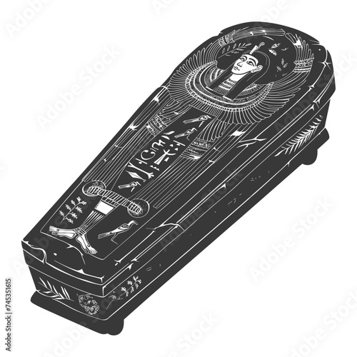Silhouette ancient egypt sarcophagus black color only