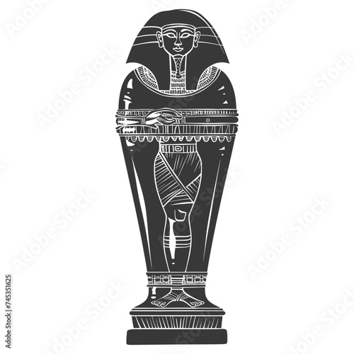 Silhouette ancient egypt sarcophagus black color only
