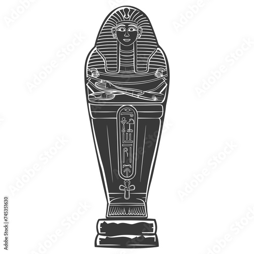 Silhouette ancient egypt sarcophagus black color only