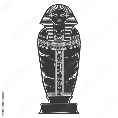 Silhouette ancient egypt sarcophagus black color only