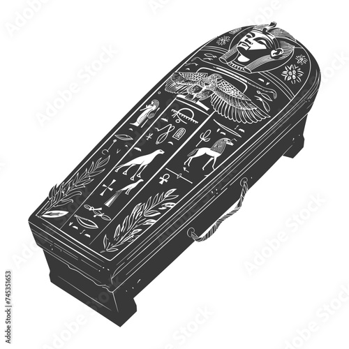 Silhouette ancient egypt sarcophagus black color only