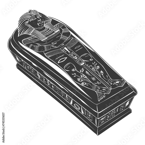 Silhouette ancient egypt sarcophagus black color only