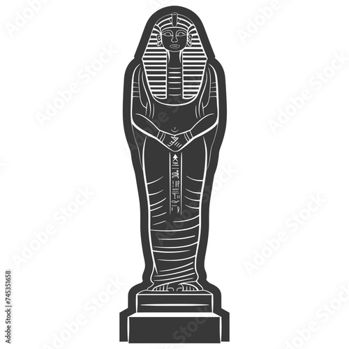 Silhouette ancient egypt sarcophagus black color only