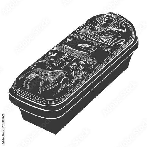Silhouette ancient egypt sarcophagus black color only