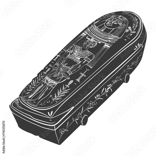 Silhouette ancient egypt sarcophagus black color only