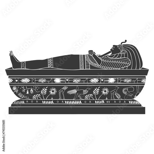 Silhouette ancient egypt sarcophagus black color only