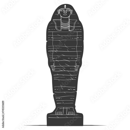 Silhouette ancient egypt sarcophagus black color only