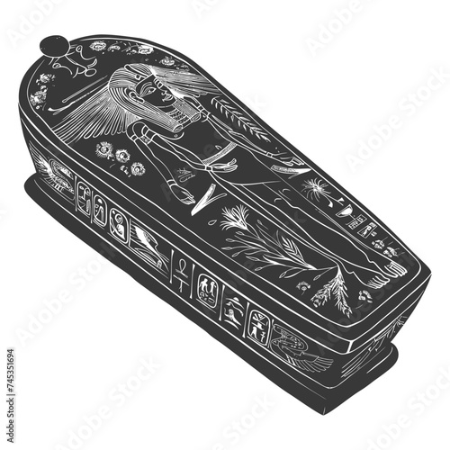 Silhouette ancient egypt sarcophagus black color only