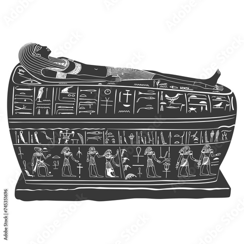 Silhouette ancient egypt sarcophagus black color only