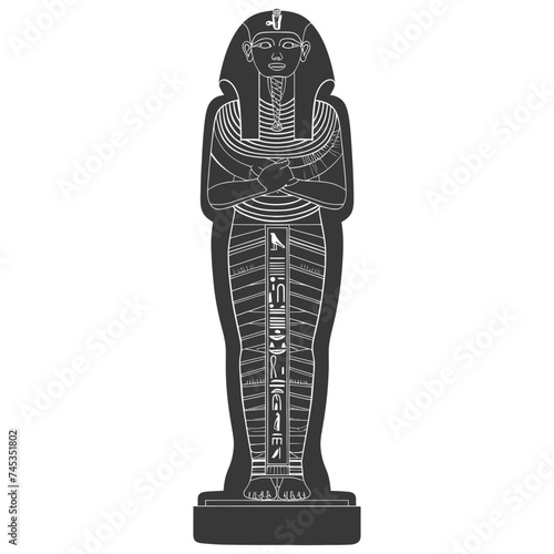 Silhouette ancient egypt sarcophagus black color only