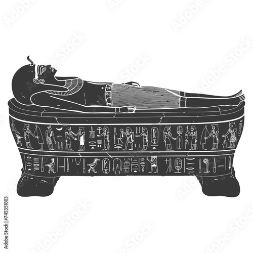 Silhouette ancient egypt sarcophagus black color only