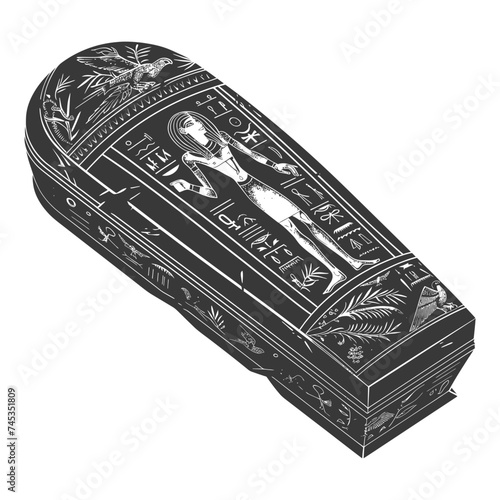 Silhouette ancient egypt sarcophagus black color only