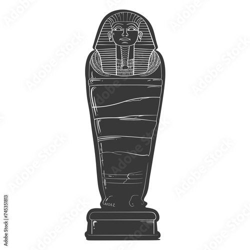 Silhouette ancient egypt sarcophagus black color only