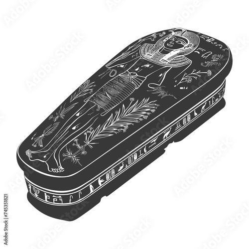 Silhouette ancient egypt sarcophagus black color only