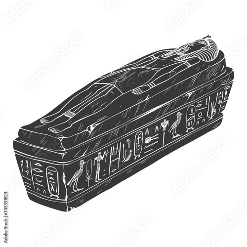 Silhouette ancient egypt sarcophagus black color only