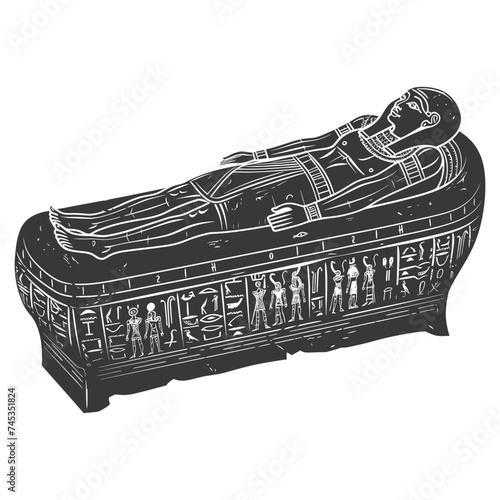 Silhouette ancient egypt sarcophagus black color only